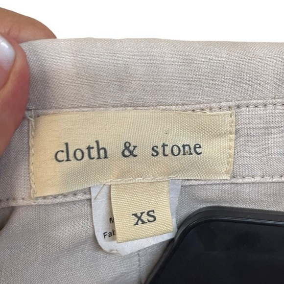 Anthropologie CLOTH & STONE Split Back Blouse Top Bone Colored XS - Picture 5 of 7